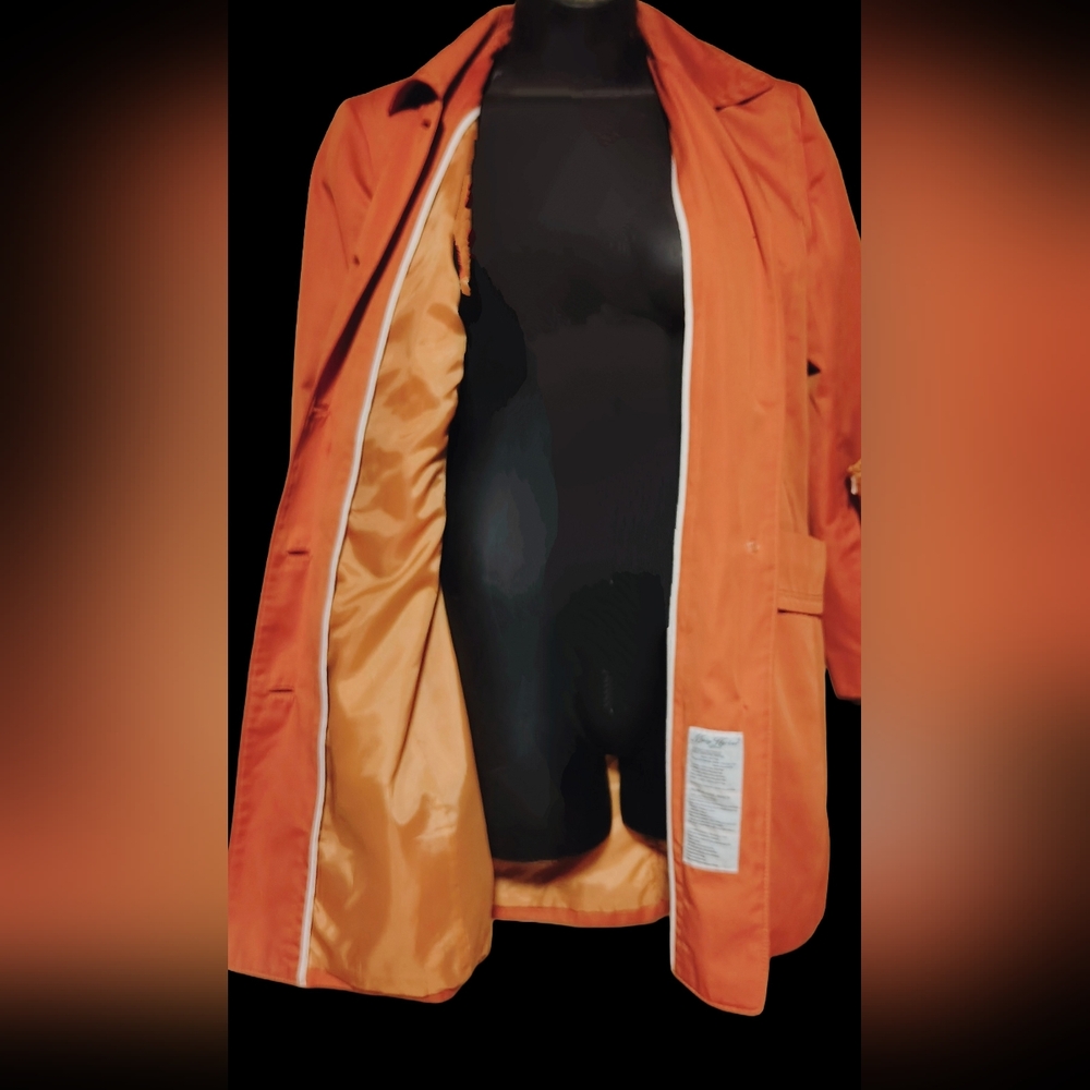 Vintage Misty Harbor Signature Burnt Orange Rain Coat W/ Removable Floral Liner - Picture 7 of 15